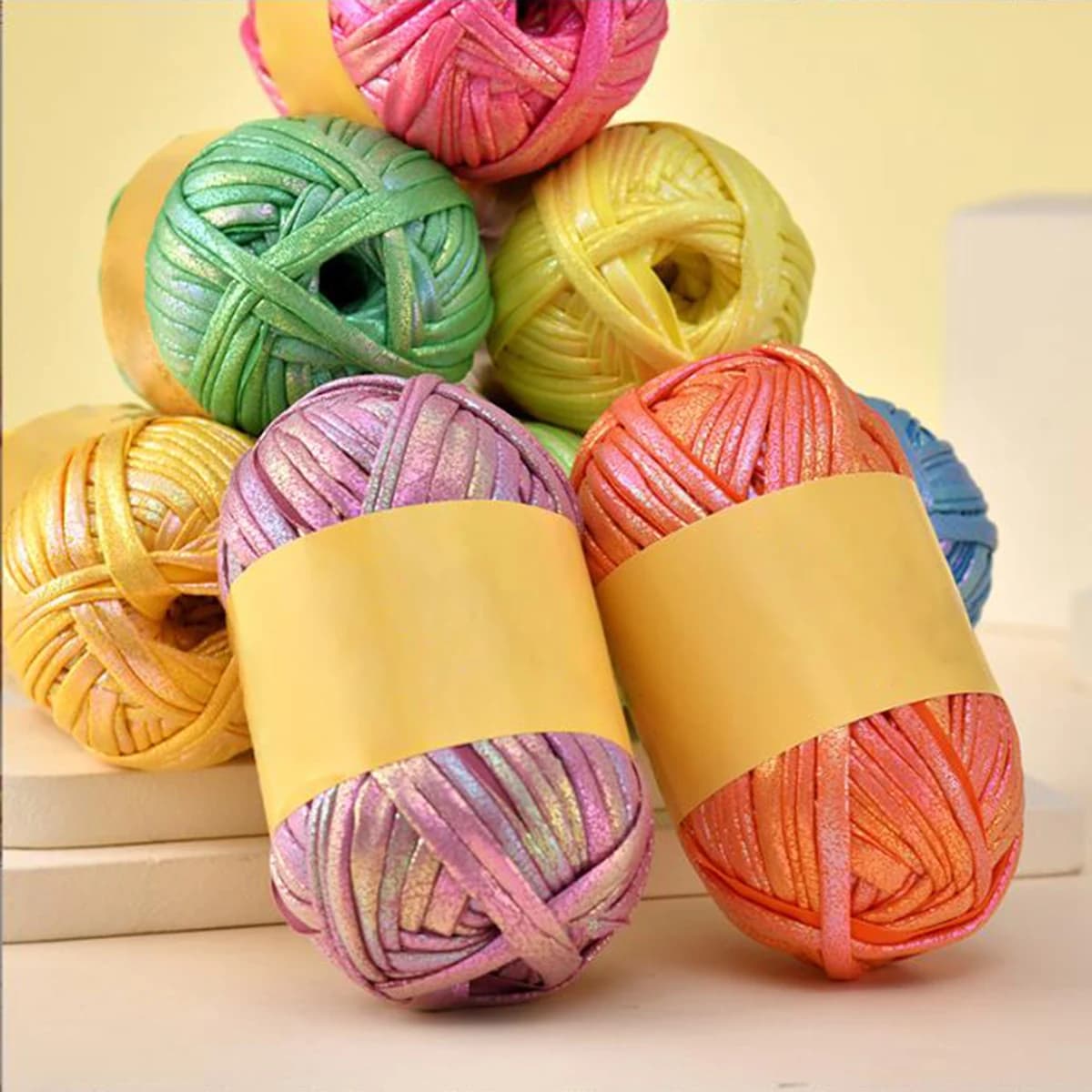 100g similpelle lucido filato all'uncinetto fai da te a mano filato per maglieria palla per borsa coperta cuscino per maglieria filato all'uncinetto