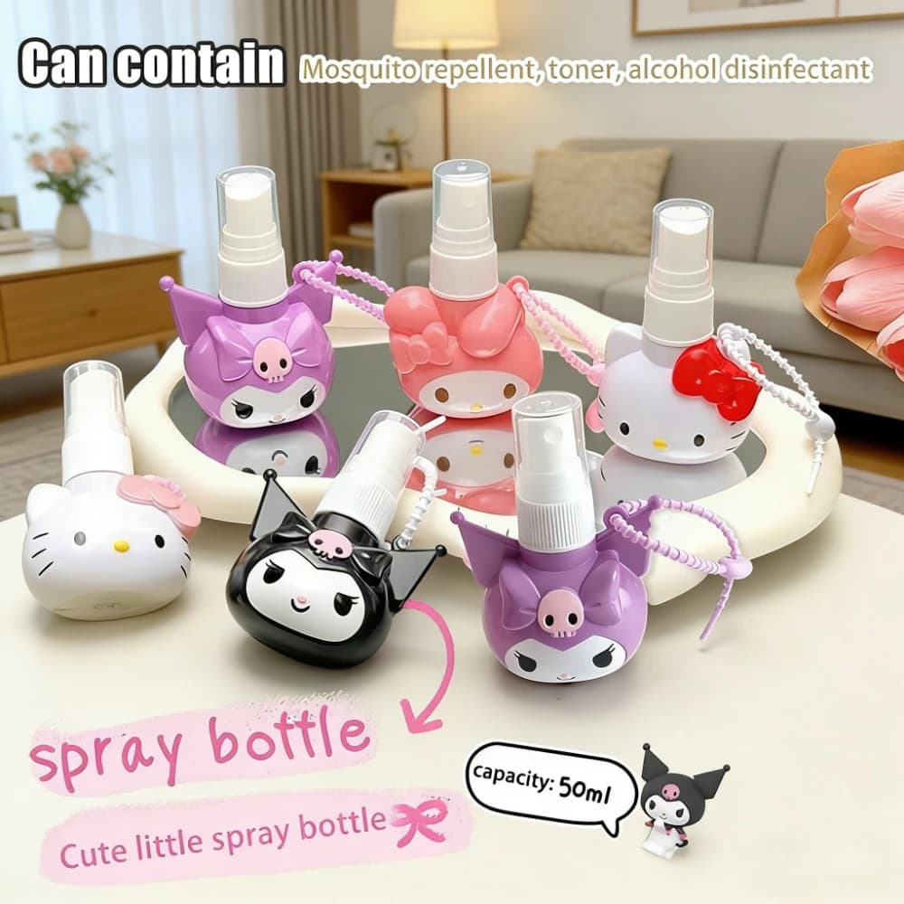 Bottiglia Spray Kawaii Anime Sanrio 50ml, Kuromi Cinnamoroll My Melody, Flacone Portatile per Cosmetici, Profumo, Alcol, per Studenti e Viaggi