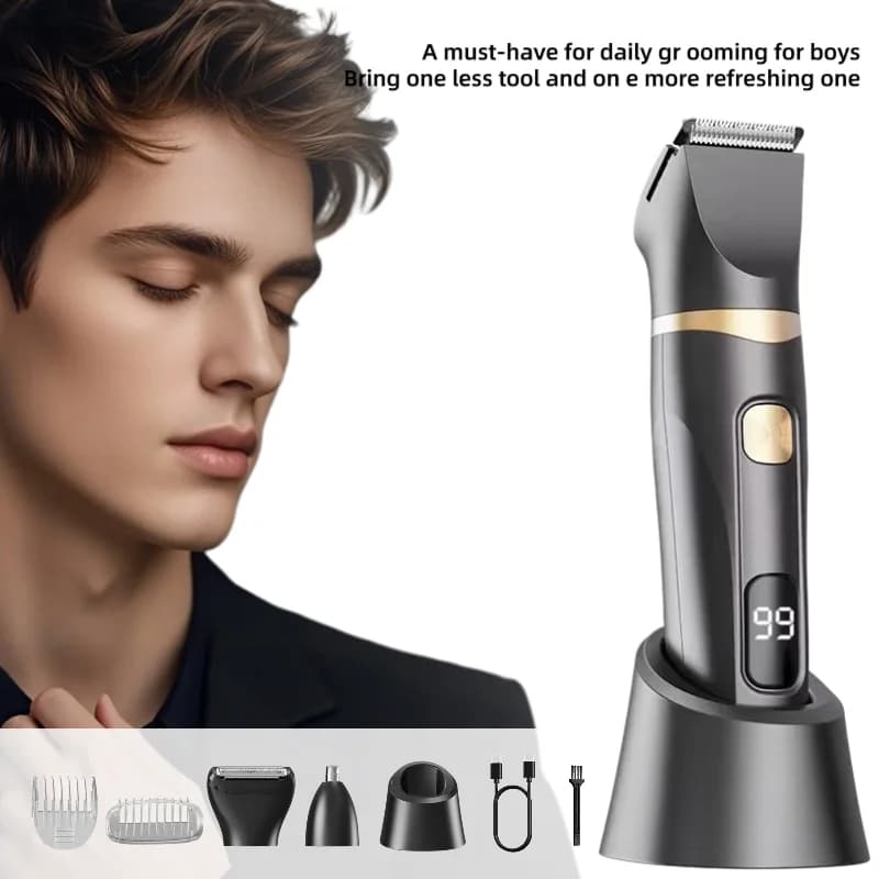 3 In 1 Electric Grooming Kit For Men Rechargeable Hair Clipper Beard Shaver Nose Ear Trimmer Travel Home Shaving Kit