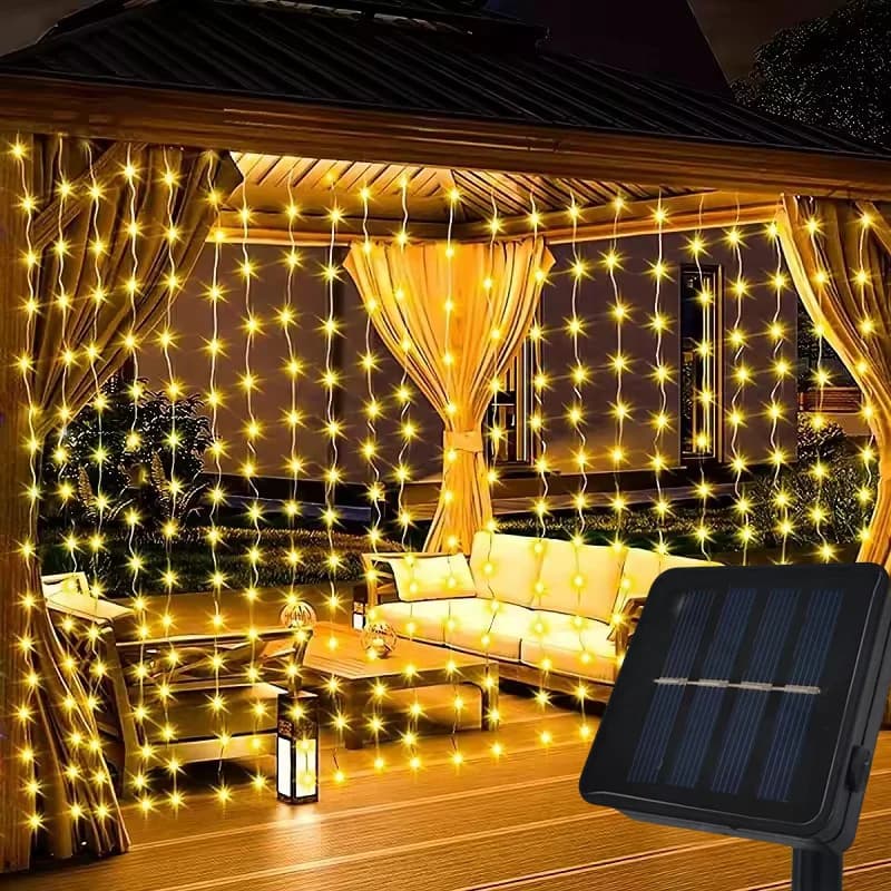 Tenda solare Luce esterna Impermeabile Solare Fata Ghirlanda Luci della stringa Giardino Cortile Padiglione Festa di nozze Luci decorative per le vacanze
