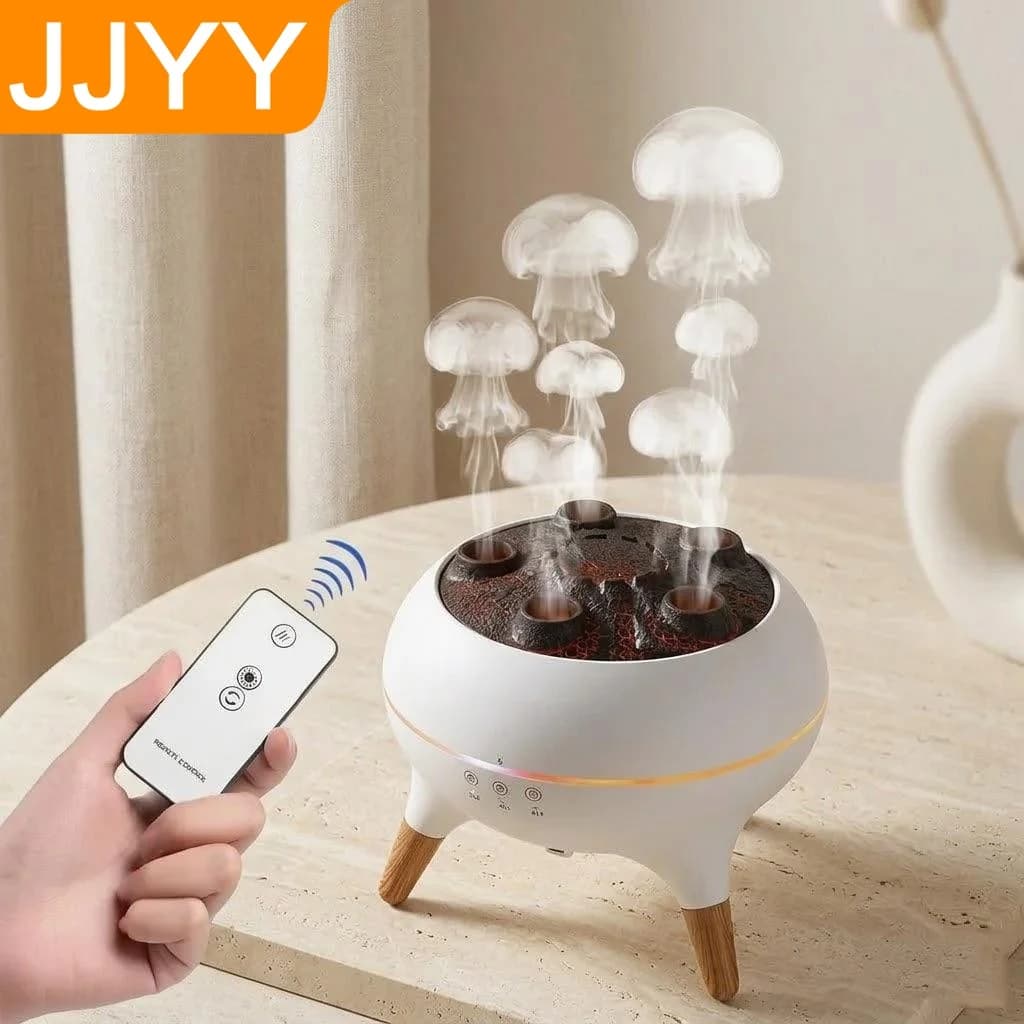 Umidificatore a Nebbia Fredda a Forma di Medusa, Diffusore di Aromi con Luci LED a 7 Colori, Silenzioso con Spegnimento Automatico per Camera da Letto e Arredamento Casa