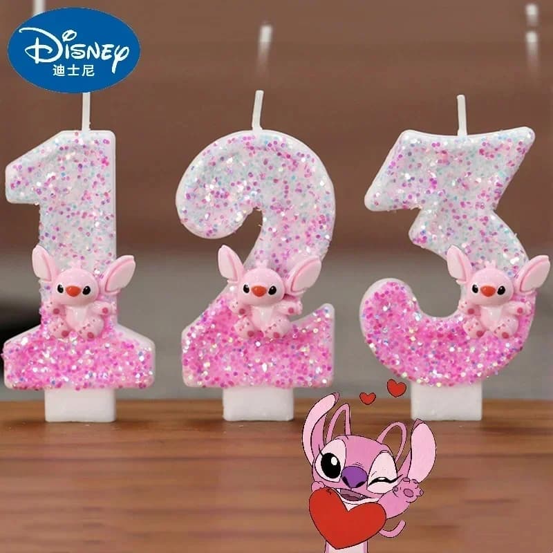 Candela Digitale Anime Lilo & Stitch, Candele a Tema Kawaii Stitch e Angel per Feste dei Bambini, Regali Rosa per Feste di Ragazze