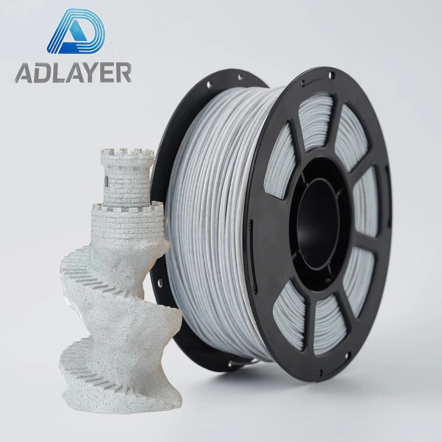 ADLAYER PLA Filament 1.75mm MarbleWhite 1KG, 3D Printer Filament Dimensional Accuracy +/- 0.02mm, 1kg Spool(2.2lbs) 3D Printing Filament Fits for Most FDM 3D Printers