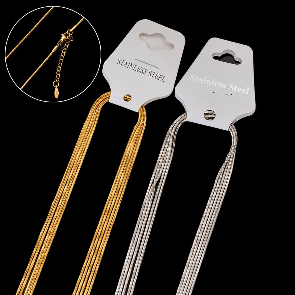 5 pezzi 45 + 5 cm in acciaio inossidabile oro 18 carati catena a serpente rotonda chiusura a moschettone fai da te donna uomo collana gioielli di moda che fanno accessori