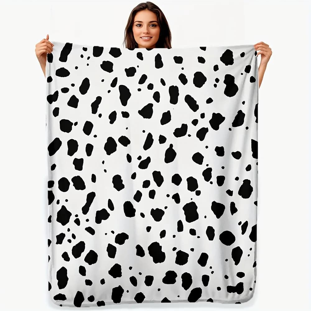 Coperta in Flanella con Stampa a Pois Dalmata - Plaid Caldo e Morbido per Divano, Letto, Ufficio, Auto, Notti Fredde
