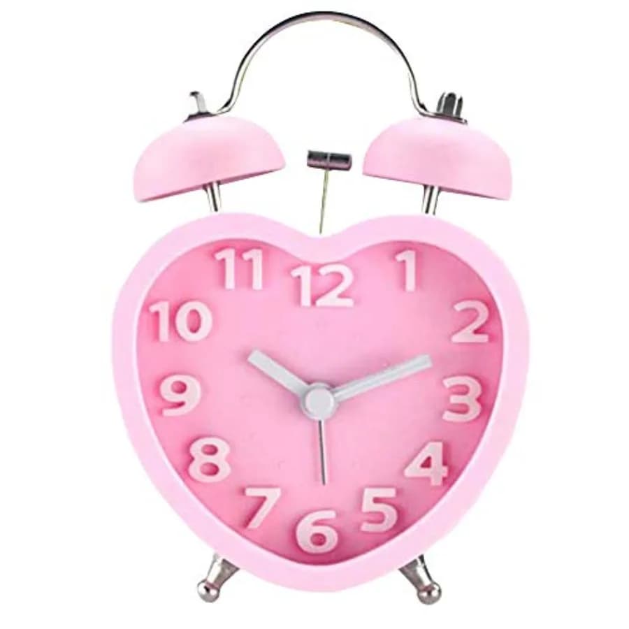 Studenti anziani Sveglia ad alto volume con doppia campana da 3 pollici Orologio silenzioso alog al quarzo con luce notturna Funziona a batteria per dormienti pesanti Cuore S