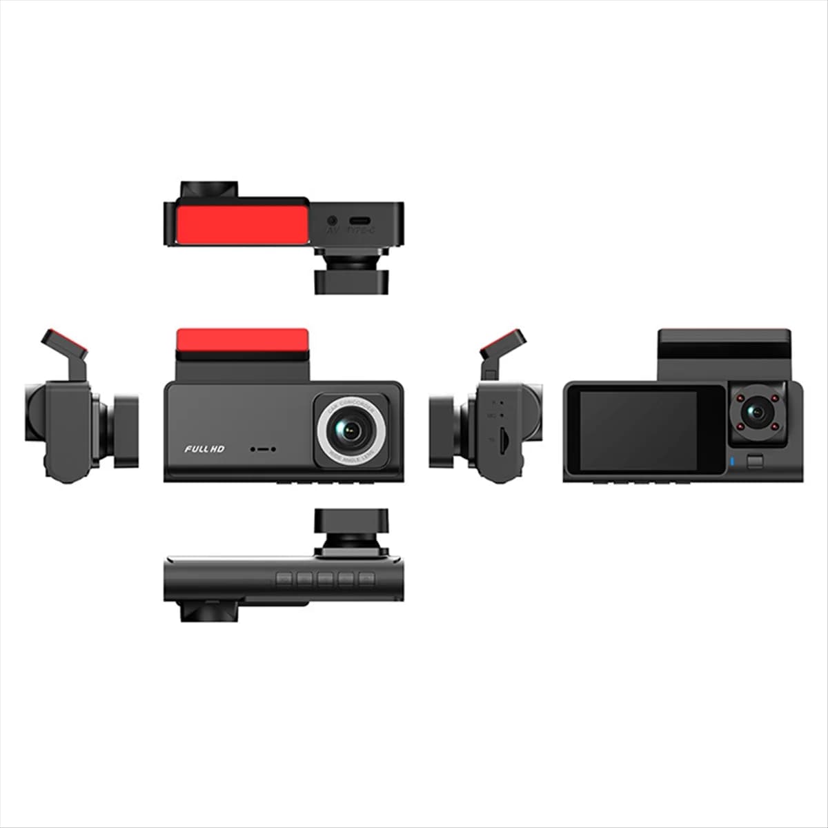 Nuova telecamera da cruscotto Dvr per auto a 3 canali per telecamera posteriore per videoregistratore parcheggio visione notturna grandangolare parcheggio HD