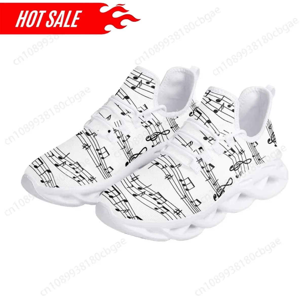 Scarpe da ginnastica da corsa da donna Stampa di note musicali Scarpe casual da donna con cuscino in rete Assorbimento degli urti Tennis Plus Size 35-46