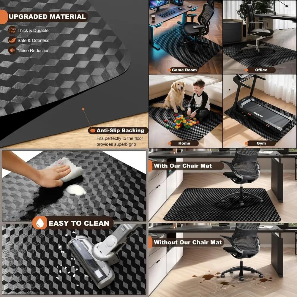 Tappetino per sedia da ufficio grande e resistente 48 x 60 per pavimenti in legno - Protezione antiscivolo per sedia da scrivania per casa e giochi
