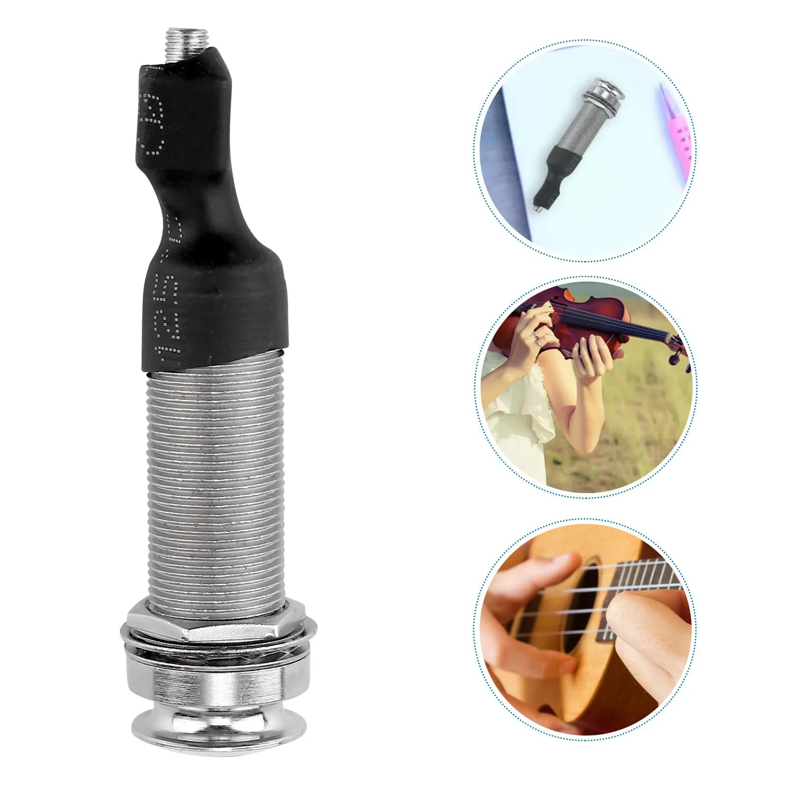 Jack Endpin per Pickup Chitarra, Presa Jack End Pin in Metallo Argento, Compatto con Bocca Stretta per Riduzione del Rumore, per Pickup Chitarra e Ukulele