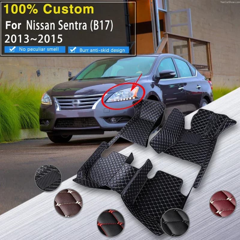 Tappetini auto completi per Nissan Sentra B17 2013 2014 2015 Anti-sporco Pad Tappetino in pelle Tapetes Para Carro Tappetini per auto Pavimento per auto Ac