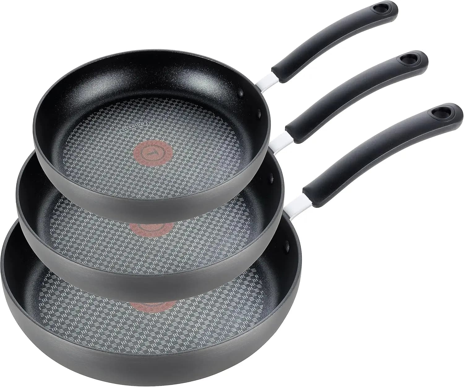 Set di Padelle Antiaderenti Anodizzate Dure 3 Pezzi 8 10.25 12 Pollici, Adatte al Forno e al Grill 400F, Set di Pentole da Cucina, Lavabili in Lavastoviglie, Onice
