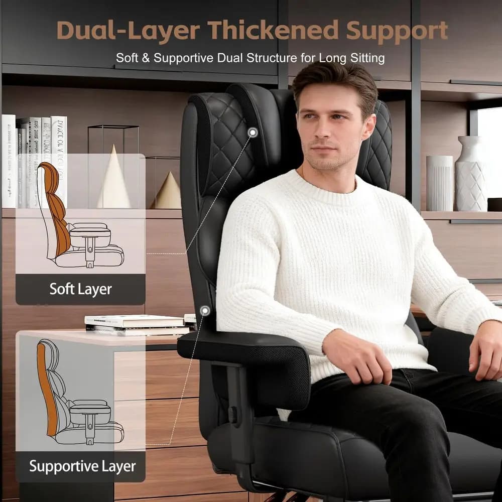 Sedia da ufficio grande e alta, sedia da scrivania con morbidi braccioli regolabili, sedia da gaming ergonomica con schienale alto e supporto lombare, Execu