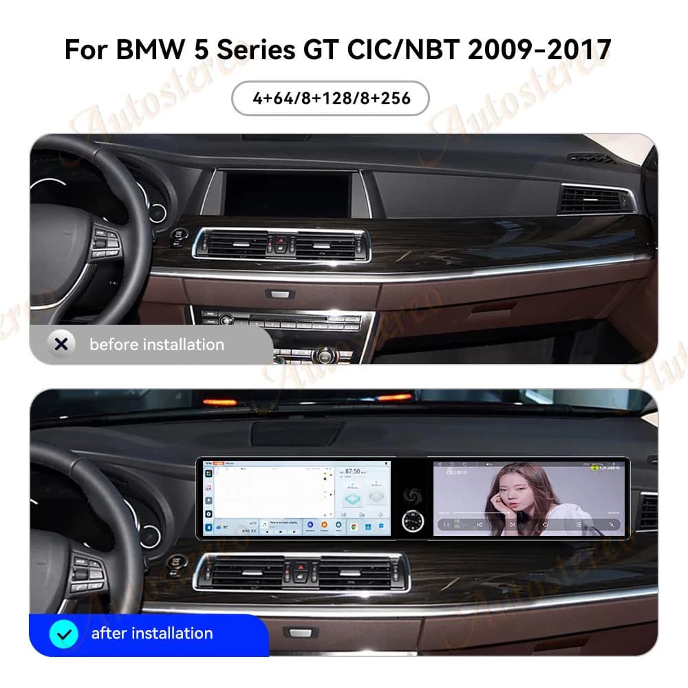 25" Dual Screen Android Car Radio Carplay Screen For BMW 5GT Series F07 535GT 550GT Multimedia Player GPS Navigation Head Unit