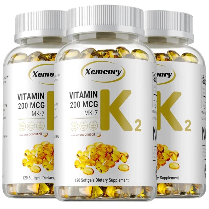Vitamin K2 MK-7 supplement - Benefits for bone health and cardiovascular system, helps maintain calcium balance, gluten-free, non-GMO
