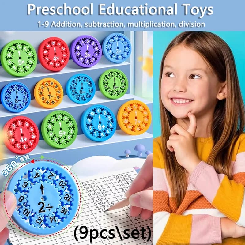 Matematica Fidget Spinner Giocattoli per bambini Educazione aritmetica prescolare Addizione Sottrazione Moltiplicazione Divisione Abaco Giocattolo Montessori