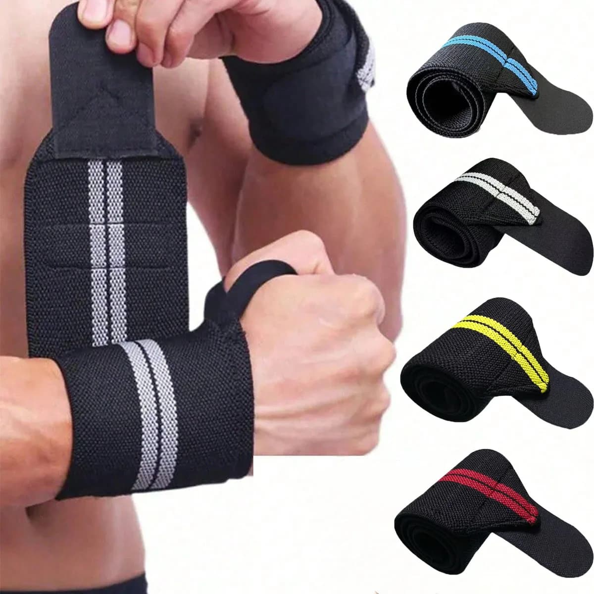 2 fasce elastiche per il polso, supporto per il polso, fascia protettiva per il polso per sollevamento pesi in palestra, protezione fitness, bilanciere