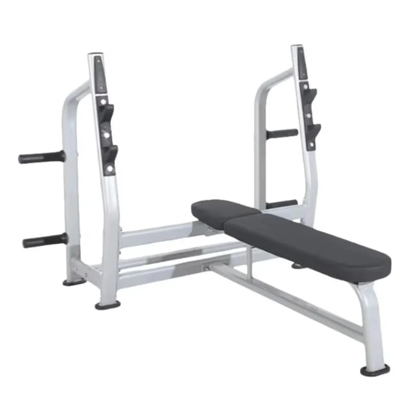 Commercial gym weight bench with iron structure and storage rack for plates, chest strength training equipment for bench
