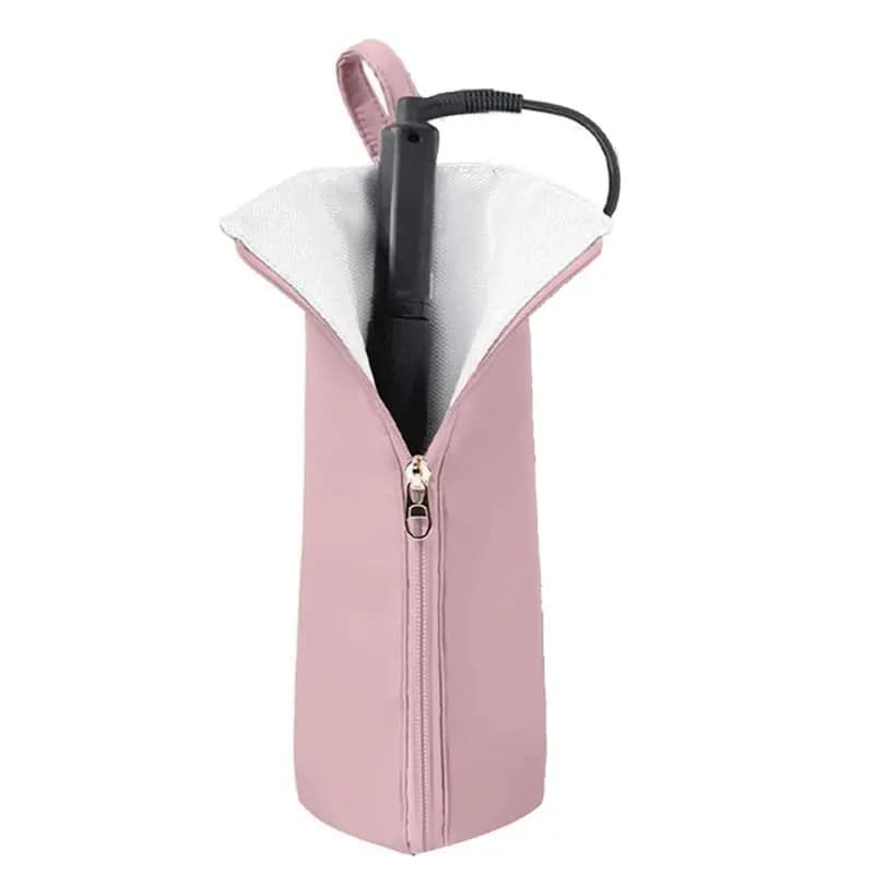 AT84 - Supporto e tappetino per ferro da capelli, borsa da viaggio resistente al calore per ferro arricciacapelli, piastra per capelli - Organizzatore per strumenti per capelli per la casa