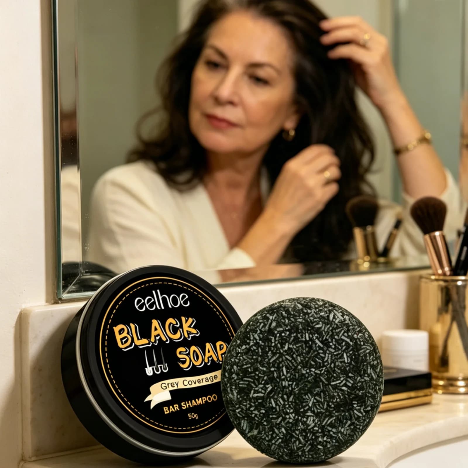 EELHOE Black Soap Deep Nourishment Long Lasting Moisturizing Powerful Cleaning Soft Smooth Hair Revitalizing Natural Shampoo Bar