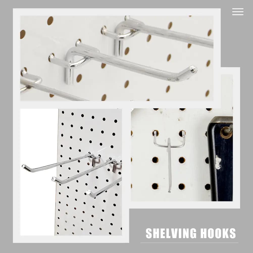 20Pcs Iron Garage Pegboard Hooks Heavy Duty Utility Hooks for Tool Storage and Organization Peg Board Hook Kits