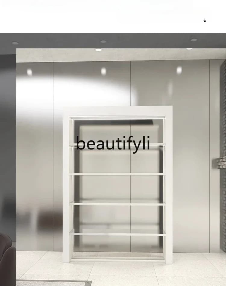 Espositore per scarpe e borse D25 con griglia multistrato in acciaio inossidabile, dal pavimento al soffitto con luce