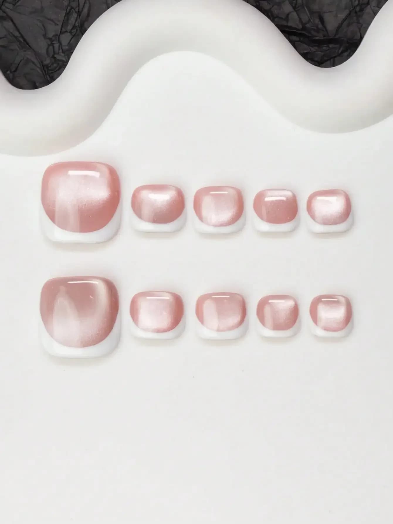 14 adesivi per unghie fatti a mano in stile Y2K Baddie, nail art con punta francese nude e bianca con design occhio di gatto, decorazioni per unghie lucide per feste