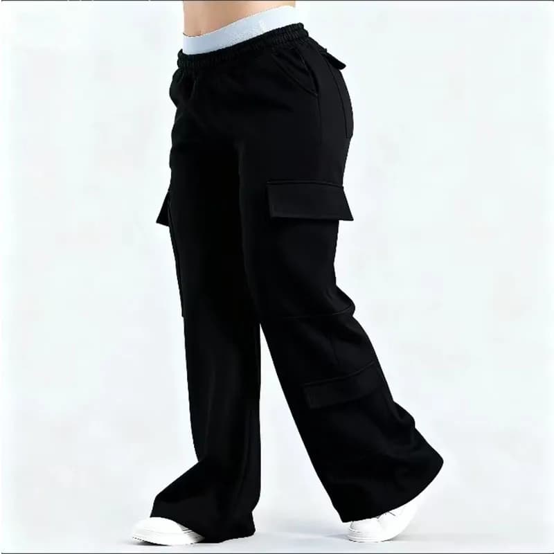 Pantaloni Casual Senza Logo per Uomo, Stile Americano con Tasche Multiple, Pantaloni da Lavoro a Vita Bassa con Cintura per Donna, Gamba Dritta e Larga