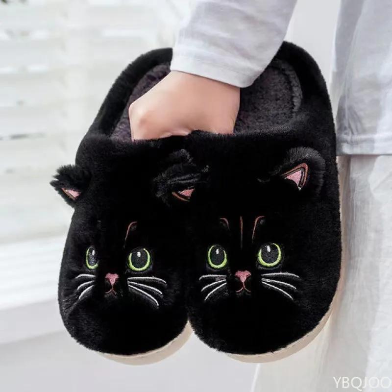 Nuove Pantofole Invernali in Cotone per Uomo e Donna, Modello Gattino Cartoon, Calde e Morbide per Casa