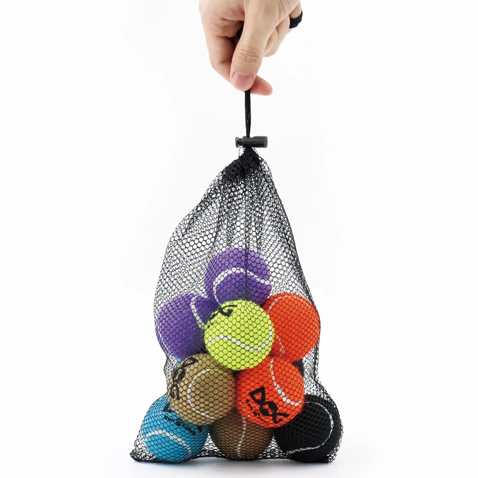Confezione da 12 Palline da Tennis Colorate da 2.0'' per Cani, Giocattoli da Esterno Resistenti e Non Tossici con Sacchetto in Rete, Certificato SGS