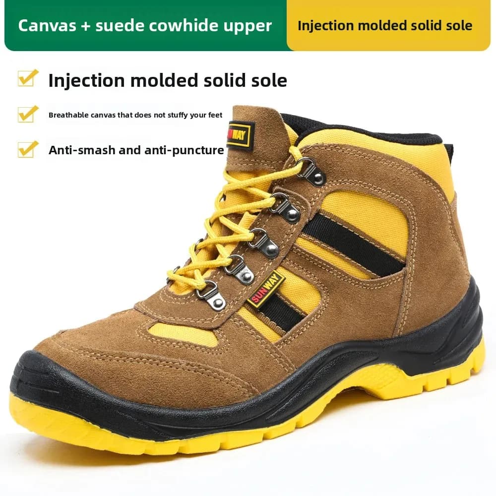 Scarpe da Lavoro Antinfortunistiche da Uomo con Punta in Acciaio, Resistenti all'Usura e Antiscivolo per Cantieri Edili