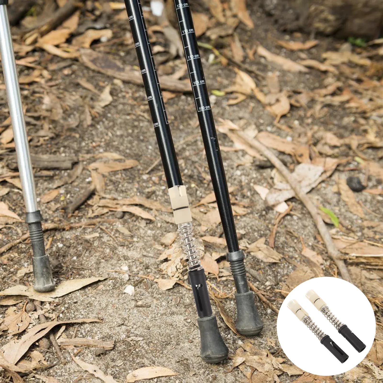 2Pcs Adjustable Trekking Pole Expansion Tubes Cane Extension Tubes Replacement Parts for Hiking Walking Stick Outdoor Hiking