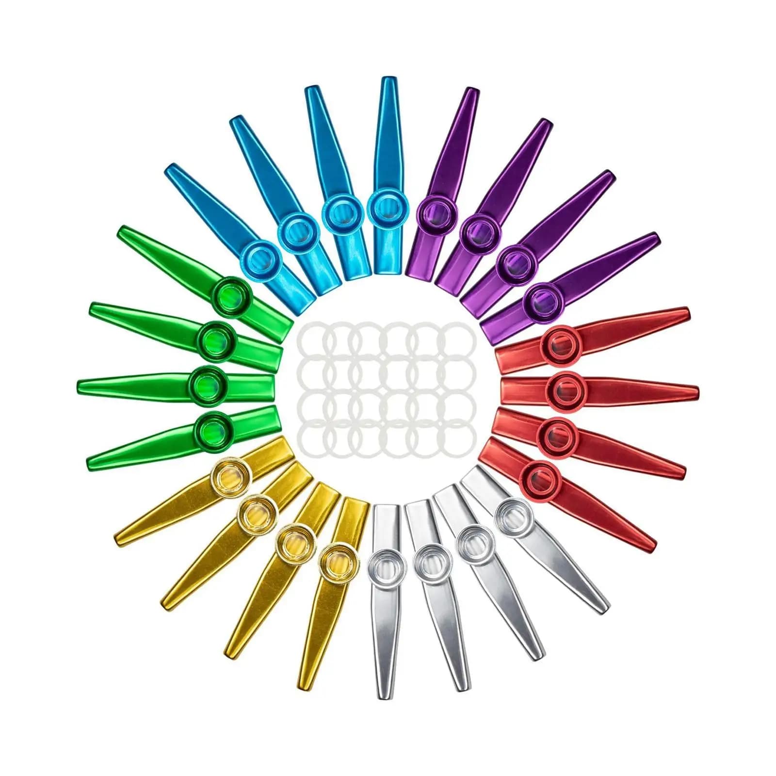 Kazoos in metallo da 24 pezzi per flauto a bocca per principianti per chitarra compagno di ukulele