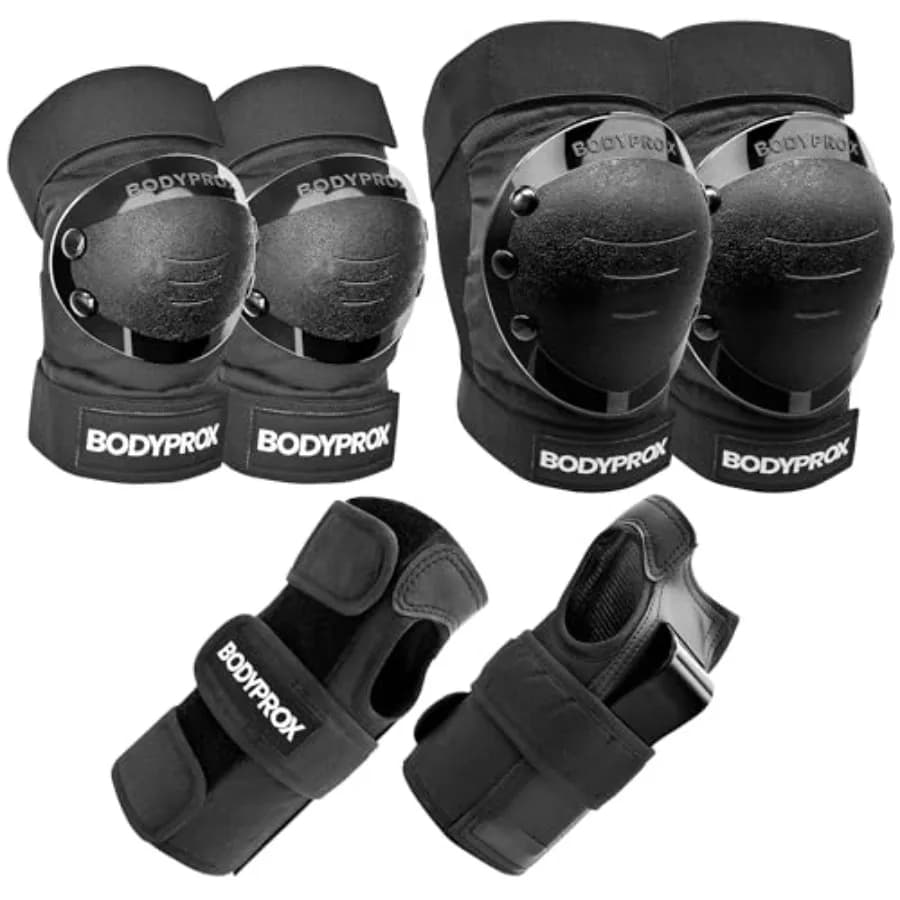 Set di Protezioni per Ginocchia, Gomiti e Polsi per Pattinaggio in Linea, Skateboard, Roller Derby e BMX