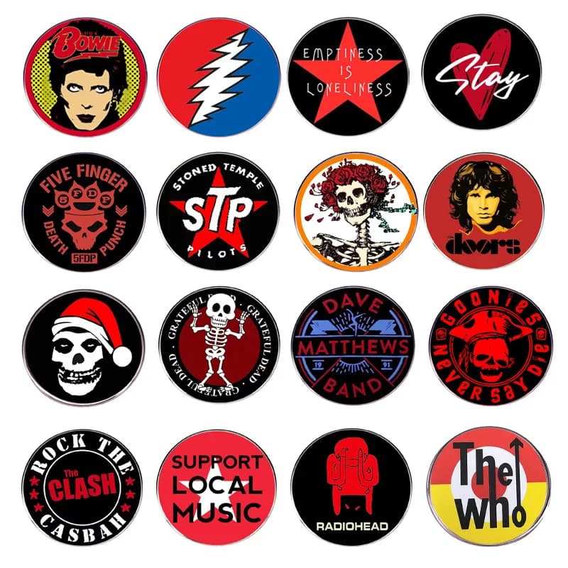 Spille per gruppi pop rock Cantanti di musica classica Canzoni Distintivi in lega Spille Collezioni di fan Regali di gioielli Accessori rock all'ingrosso