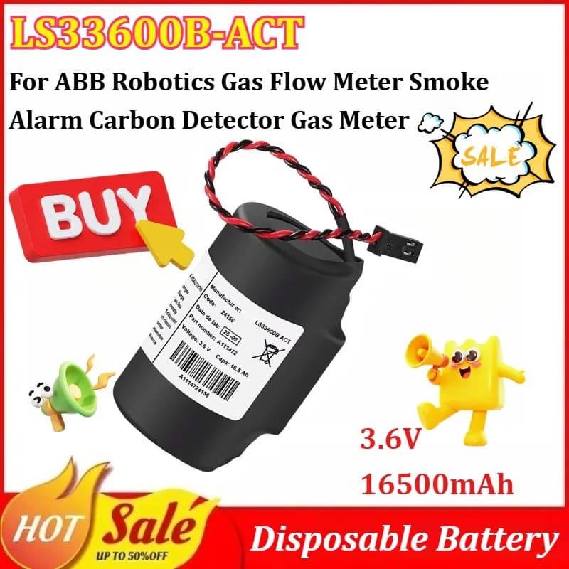 Batteria usa e getta LS33600B-ACT 3.6V 16500mAh per misuratore di gas ABB Robotics, rilevatore di fumo, rilevatore di carbonio, misuratore di gas con spina