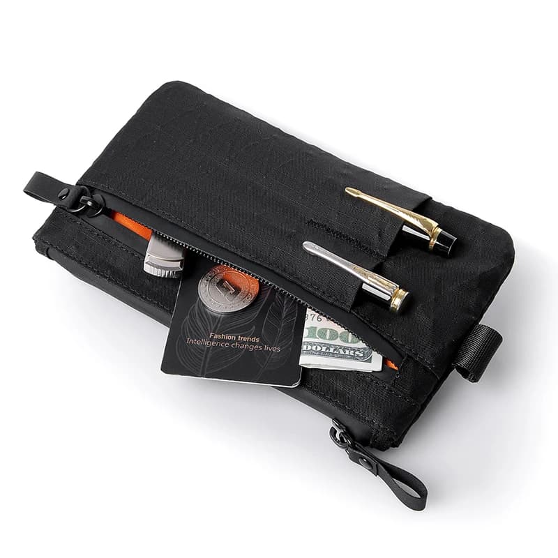 X-Pac Custodia con cerniera Portafoglio per contanti e carte con blocco RFID Pochette portatile da viaggio Porta carte multifunzione per passaporto con cinturino