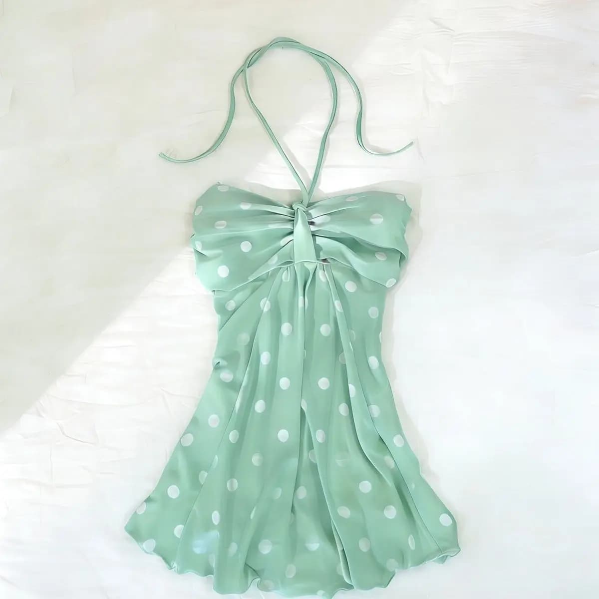 Retro American Y2K Camisole Tops Dress Women Polka Dot Printed Sleeveless Crop Halter Slim Fit Vest Summer Chic