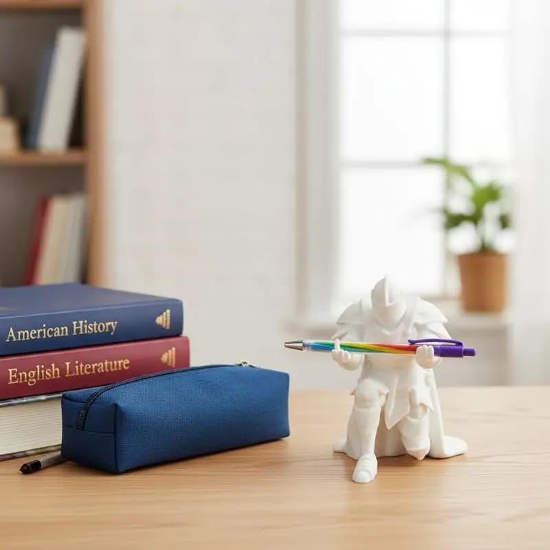 Portapenne Cavaliere Creativo, Organizzatore da Scrivania in Stile Medievale, Statuetta in Resina per Studenti, Ufficio e Arredamento Casa