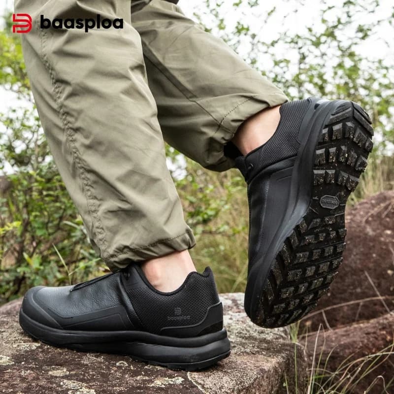 Baasploa Men's Trekking Shoes New Comfort Climbing Outdoor Gymnastics Shoes Trekking Wear-resistant non-slip walking shoes Man Strings