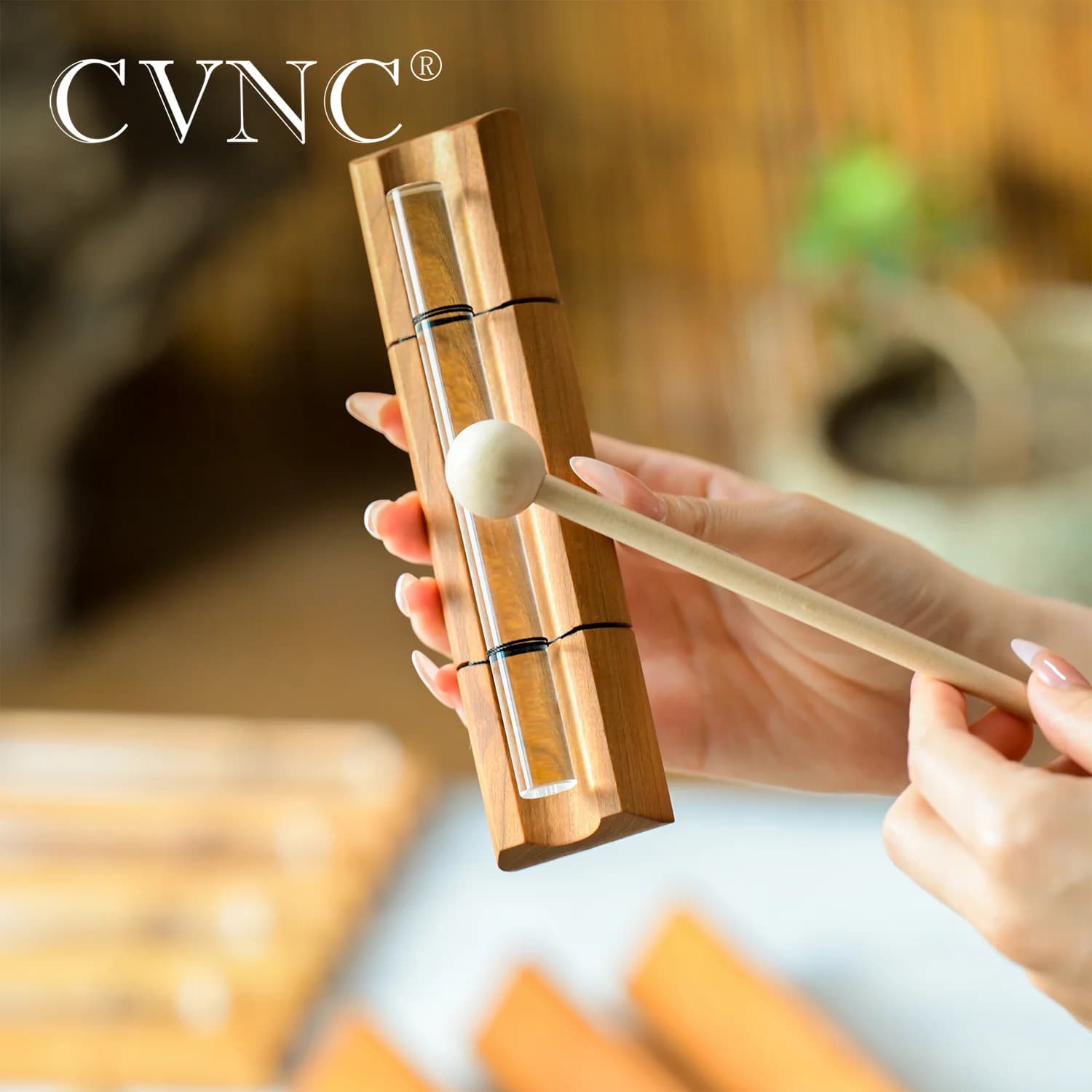 CVNC Boundle Chimes Crystal Singing Bell Handmade Quartz Singing Bowl Percussion Instrument for Sound Healing
