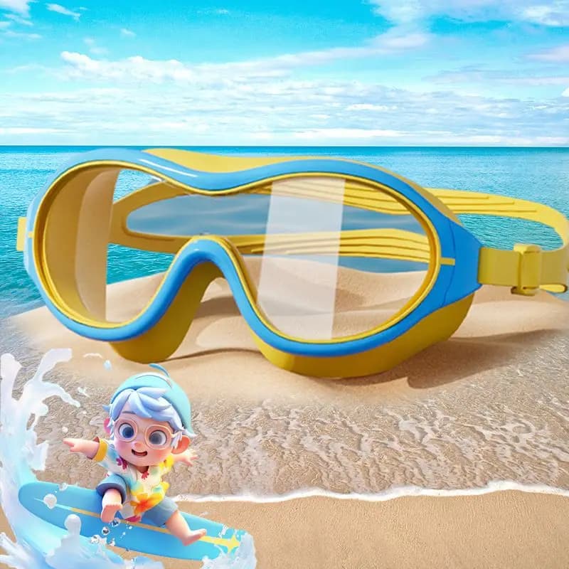 Swimming glasses with large frame for children from 3 to 15 years, boys and girls, adjustable glasses