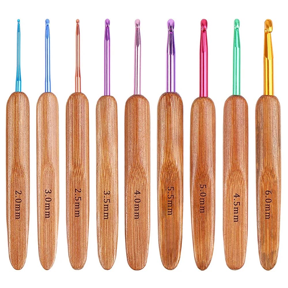 9Pcs Bamboo Knitting Needles Set Crochet Hooks 2-6mm Crochet for Weave Yarn Handle Sewing Needles Tool Knitting JJ2787LK