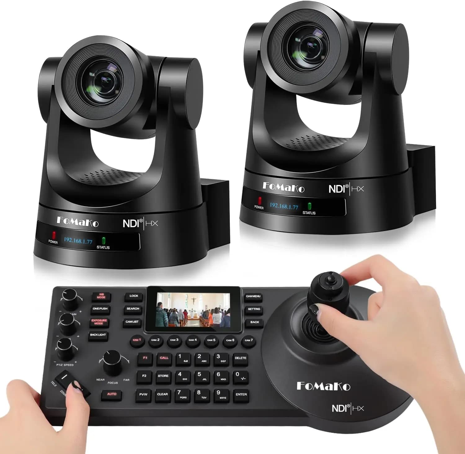 FoMaKo Telecamera PTZ NDI, tracciamento automatico AI Gen 3, zoom ottico 20X PoE Telecamera PTZ HDMI per culto in chiesa, controller PTZ NDI, BN202