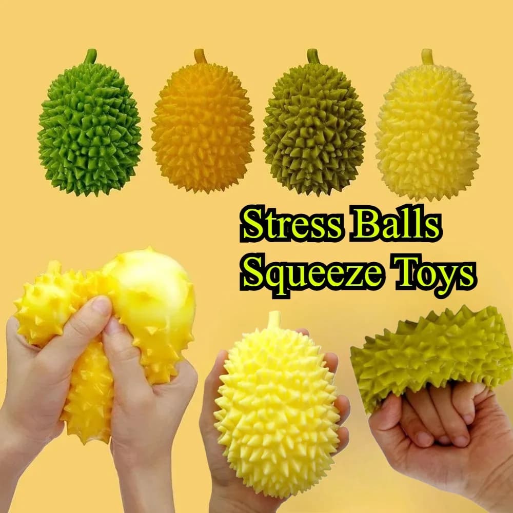 Morbide palline antistress Squishy Durian Spremere giocattoli Elastico per alleviare lo stress alla frutta Spremere palla Squishy Fidget Toy per adulti Bambini