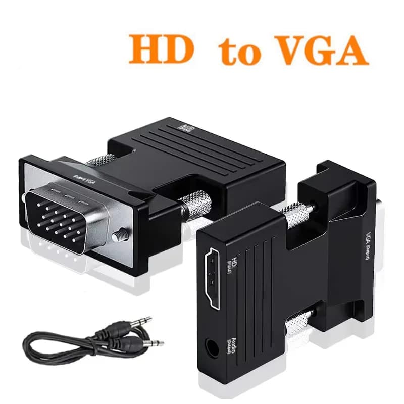 Adattatore compatibile da HDMI a VGA Convertitore HDMI 1080P da HDMI femmina a VGA maschio con cavo audio da 3,5 mm per laptop, TV Box, proiettore