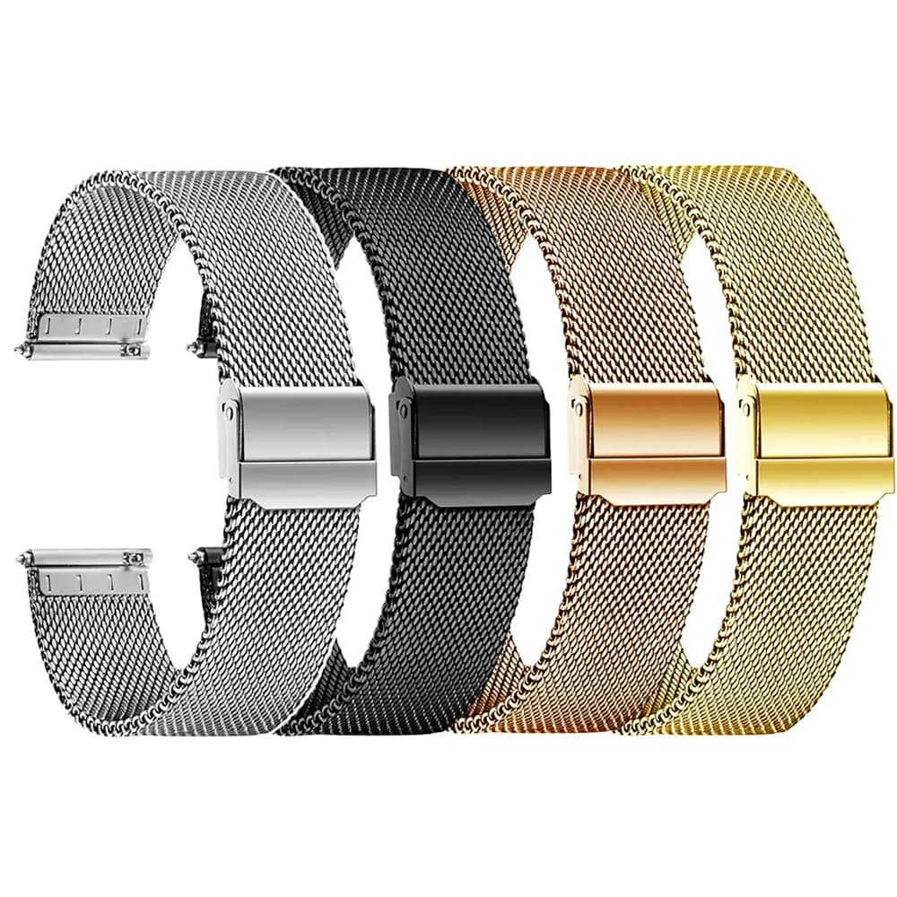 Cinturino per Orologio in Acciaio Inossidabile Milanese 18mm 20mm 22mm Bracciale a Maglie con Fibbia in Metallo per Huawei Samsung Garmin