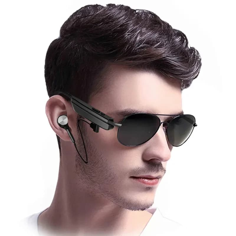 Occhiali da Sole Smart Bluetooth per Esterni, Auricolari Wireless per Chiamate, Riproduzione Musicale, Giochi, Guida e Sport, Montatura in Metallo