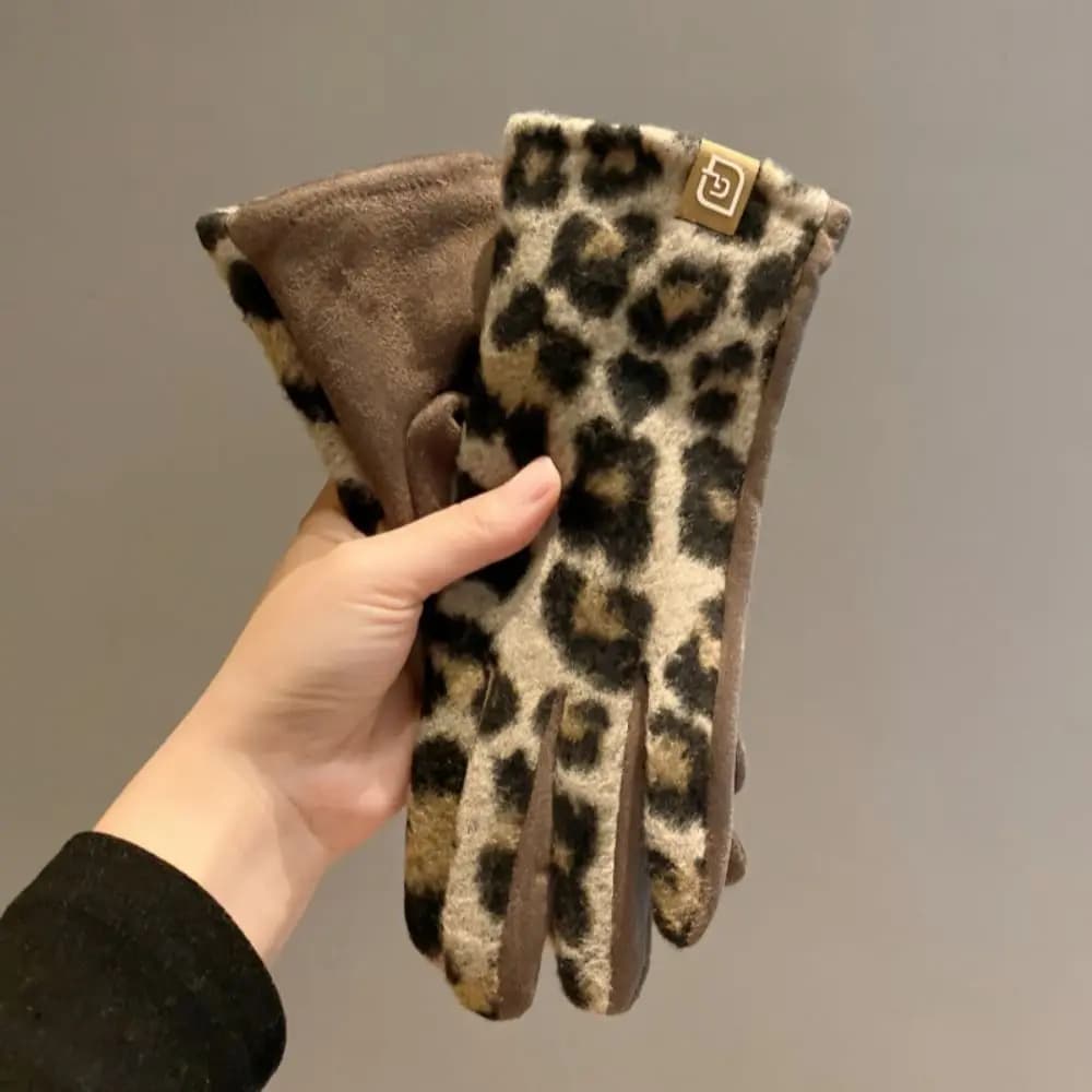 Pratici guanti in cashmere con stampa leopardata per tenere al caldo il touch screen Guanti invernali Guanti da sci resistenti al freddo Motociclismo