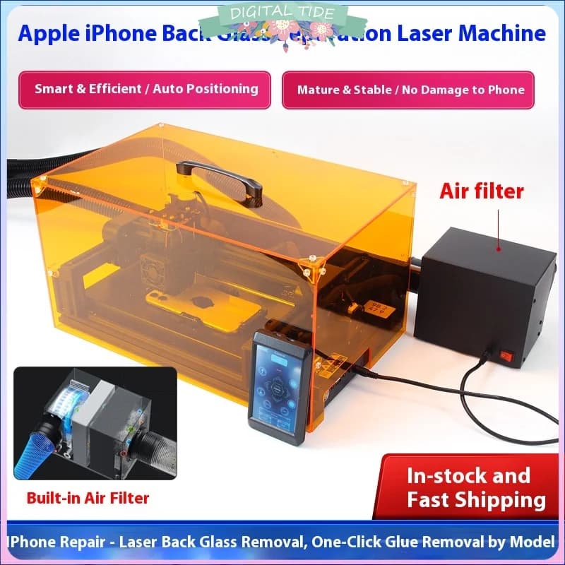 Macchina laser per vetro posteriore per iPhone 8-15 Pro Max Copertura posteriore Rimozione colla Riparazione Incisione Logo Strumento Pirificatore d'aria incluso